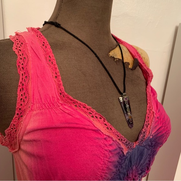 π π₯³ HOST PICK π₯³ π Miss Sixty Midi Dress Women Small Pink Tye Dye Pleated Hippie - Picture 5 of 9